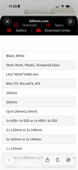 BitFenix FANG White ATX Gaming PC Case – Brand New