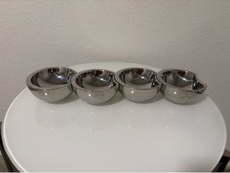 4 Small Nesting Serving Bowls Silver Chrome