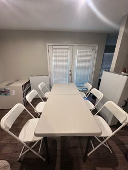 White Folding Table and Chair Set