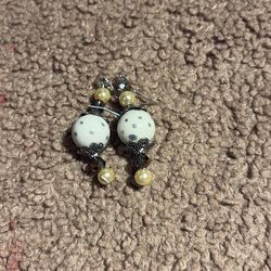 Pearl crystal earrings home made one of a kind