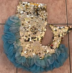 One of a kind Handmade Girls Siren Sea Mermaid Costume -Gently Used *Stretchable Fabric -Toddler 5-7