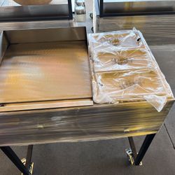 Taco Cart With 20 Inch Griddle. Steam Table With Three Stainless Steel Containers. 