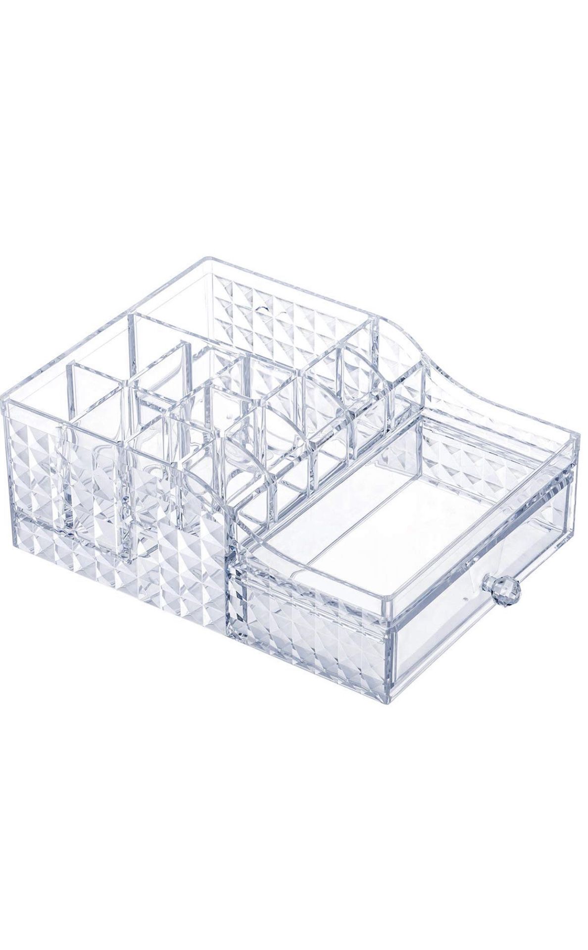 Clear Acrylic Makeup Organizer with Drawers Makeup Storage with Brush Holder Cosmetic and Jewelry Organizer Box for Bathroom, Dresser and Countertop
