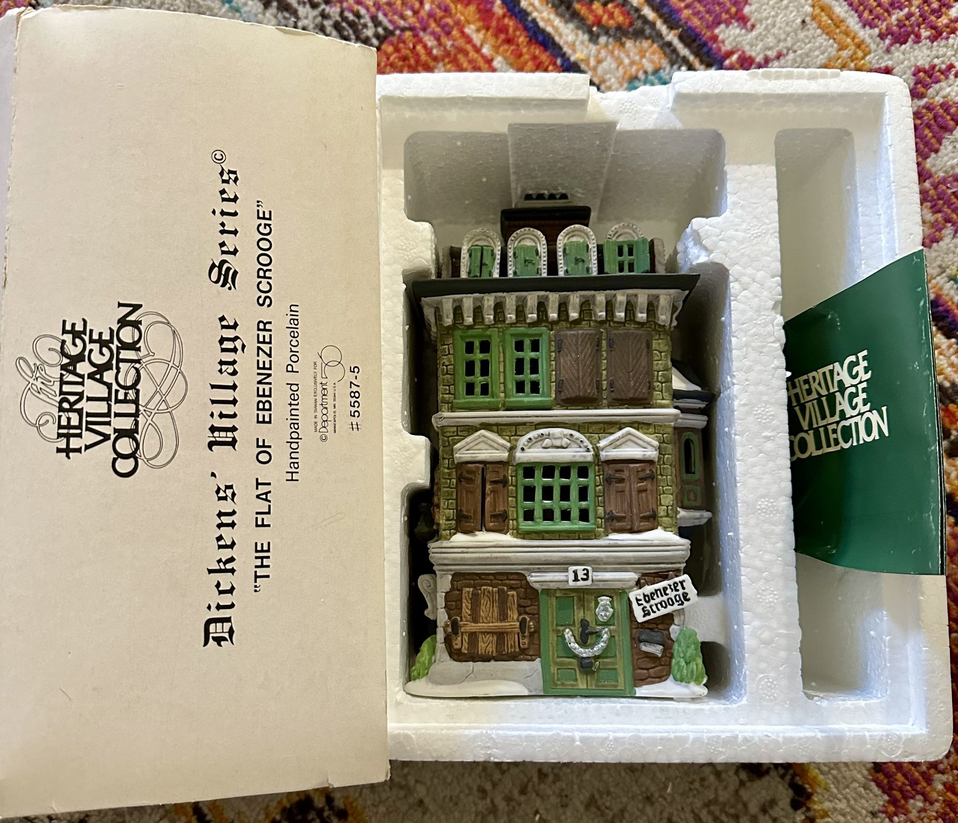 Dept. 56 Heritage Village Collection – Dickens’ Village Series “THE FLAT OF EBENEZER SCROOGE” – 1989 Hand-painted porcelain. Includes original box, St