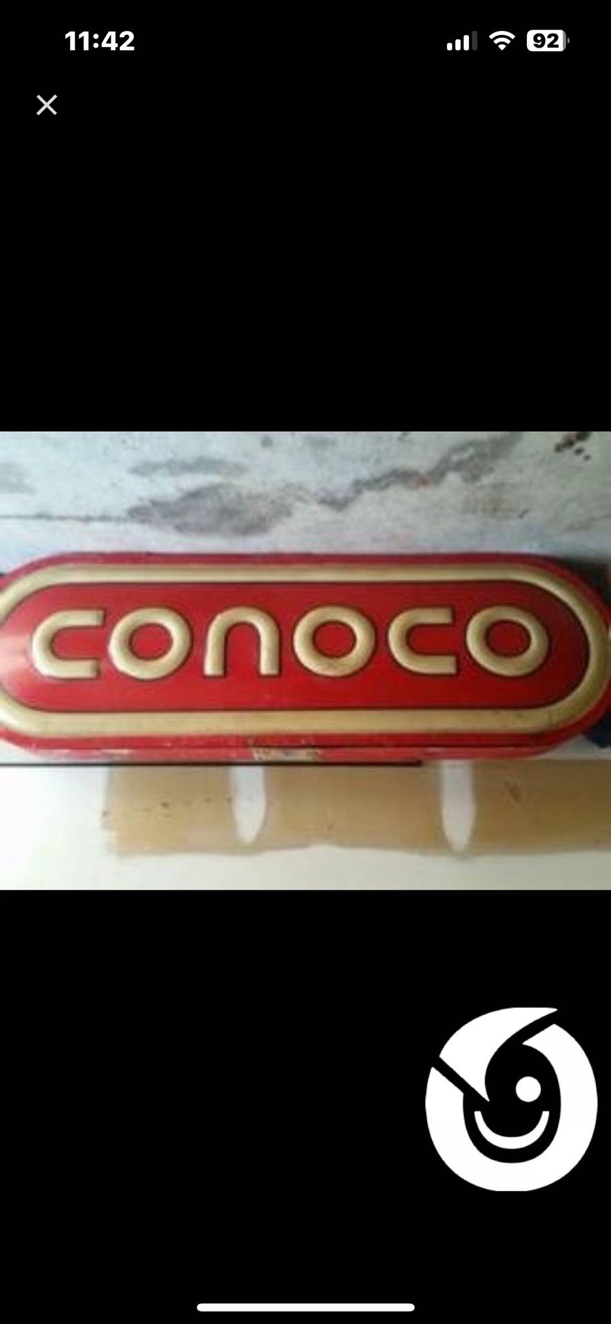 Conoco Sign Gaslighting Porcelain With Metal