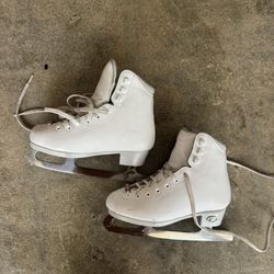 Riedell Ruby White Ice skates With Pink Gems 