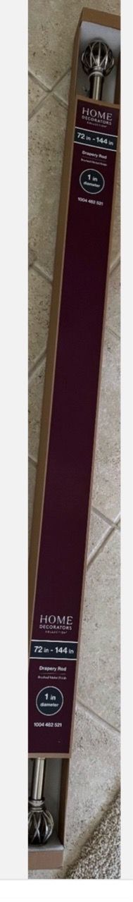 Home Decorators Collection 72" - 144" Telescoping 1" Curtain Drapery Rod Nickel