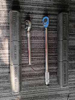 ATD 1/2 inch quick release and extendable from 11.5-16.5 torque wrench model# 13600, and Harbor freight 1/2 inch long handle ratchet/torque wrench