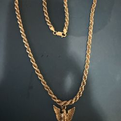 Silver Necklace And Silver Eagle Pendant