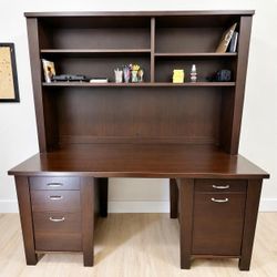 Executive Desk with Hutch – Dark Espresso – Lots of Storage