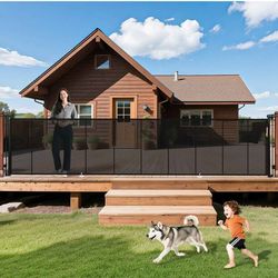 200" Retractable Baby Gates Dog Gate Extra Wide, 42" Tall Child Pet Safety Gate with Reinforced Strips for Stairs, Long Mesh Garage Gates Fence for Ou