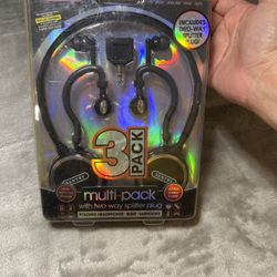 Sentry Folding Headphones 3 pack Buds Ear Hooks -Digital Stereo Sound