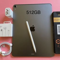 Apple IPad Pro 12.9” 3rd Generation (Face ID/Liquid Retina / Latest IOS 26) 512GB with keyboard, Pen & Accessories