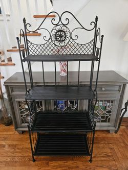 Foldable Four Tier Decorative Storage Bakers Rack