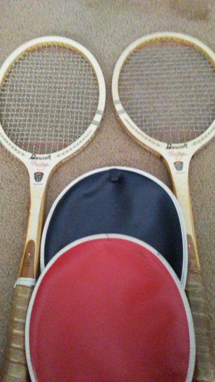 Two Wooden Tennis Rackets