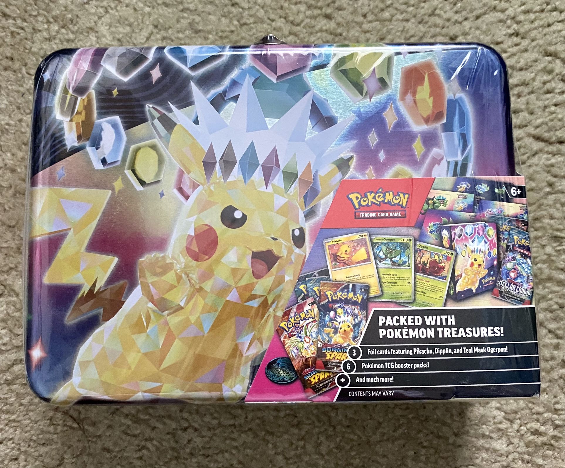 Pokemon Cards Pikachu Surging Sparks Stellar Crown 2024 Collector Chest Tin New SEALED