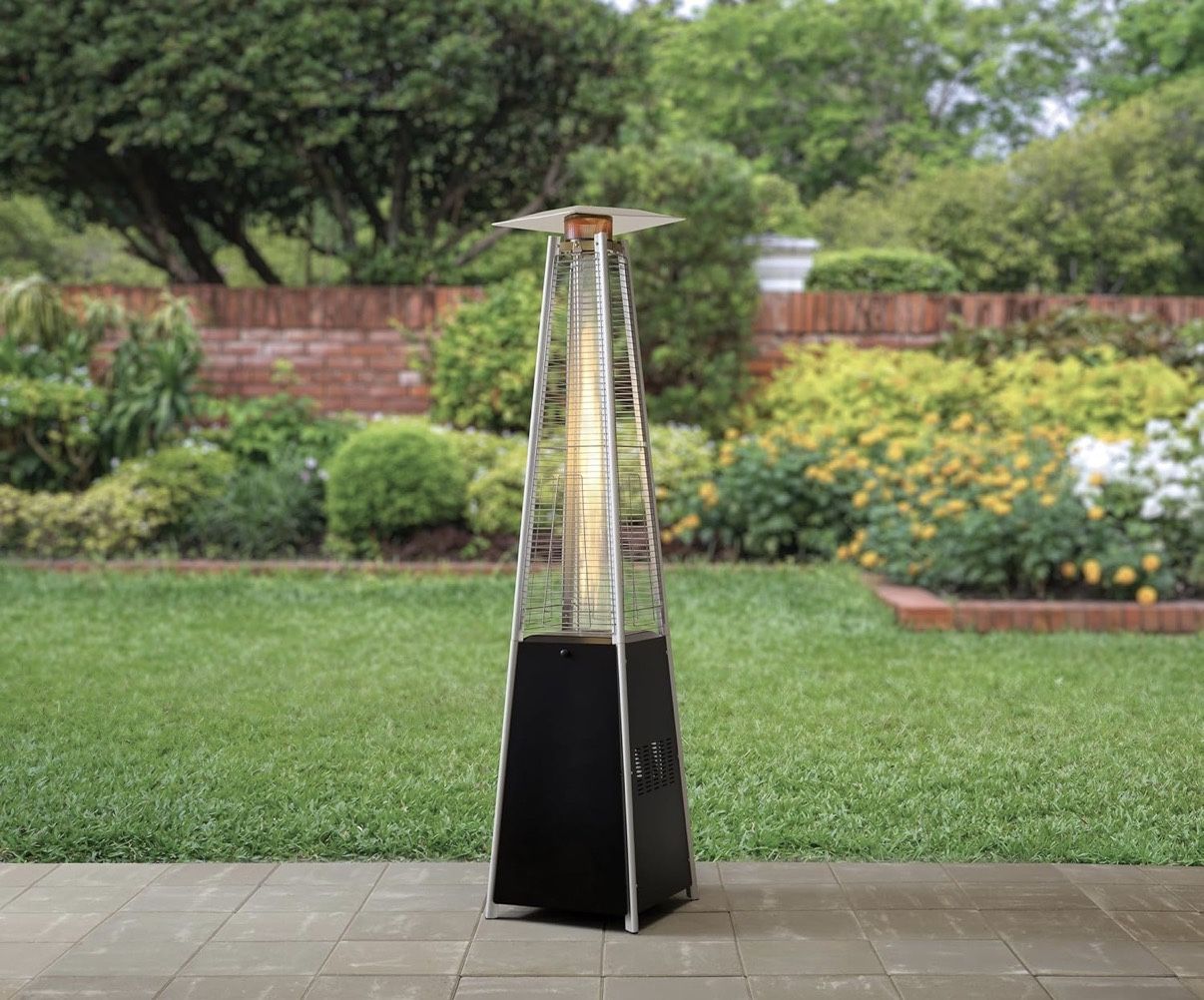 BTExpert 48,000 BTU Pyramid Patio Heater – Bronze Outdoor Propane Heater with Quartz Glass Tube & Wheels
