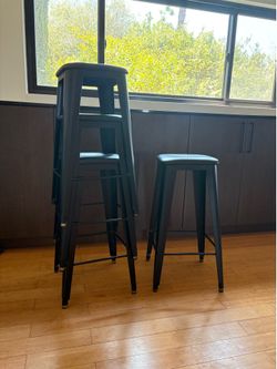 (Set of 4) Black Bar Height Stools