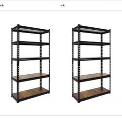 BRAND NEW SET OF TWO KING'S RACK Black 5-Tier Boltless Tier Height Adjustable Steel Garage Storage Rack Shelving Units (36" W x 18" D x 72" H)