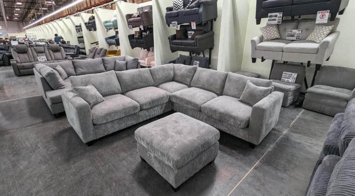Gray Corduroy Sectional W/ Ottoman,All Products : American Fashion Style Bags On Sale