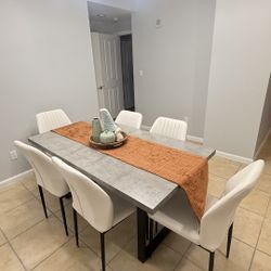 Modern Dining Set Table Extends, 6 Chairs