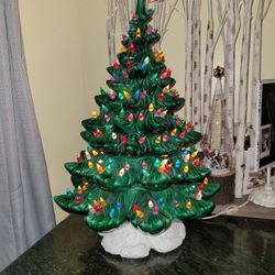 Large Vintage Christmas Holiday Ceramic Tree With Lights