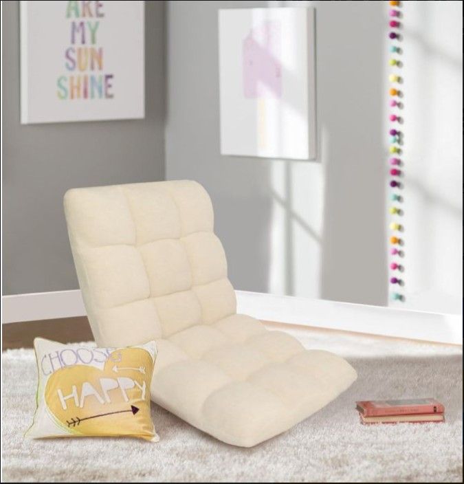 Microfiber Reclining Floor Chair, Gaming Sofa Chair, Adjustable, Cushioned -by Chic Home Design "Daphene" Beige
