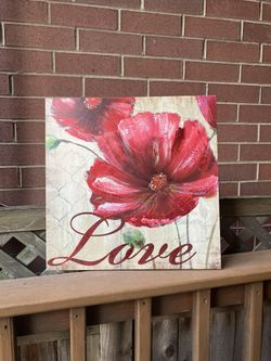 “Love” Wrapped Canvas Wall Art 18” x 18” - Excellent Condition