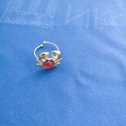 Brand new crab shape red cz ring