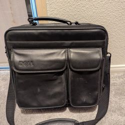 Dell 14" Black Leather Laptop Bag Briefcase