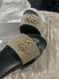 Versace rhinestone best sale slides