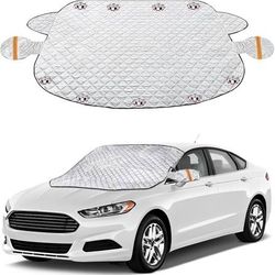 new Car Windshield Snow Cover for Ice Frost, Winter Windscreen Covers with Mini Magnetic Edges, 4 Layers Thickness Snow Protector Covers with Side M