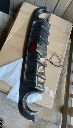 Carbon Fiber Rear Bumper Diffuser Lip fit Infiniti Q50 2018- 2025 LED LIGHT