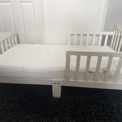 Toddler bed with expensive like-new mattress