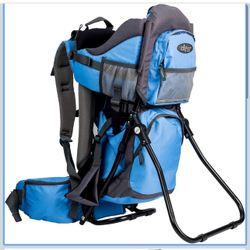 ClevrPlus Canyonero Camping Baby Backpack Hiking Kid Toddler Child Carrier with Stand and Sun Shade Visor, Blue