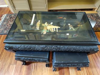 Oriental Table W/ 4 Stools