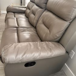 Grey Recliner Leather Couch 