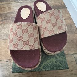 Gucci Angelina Platform Sandals Slides Size 8.5