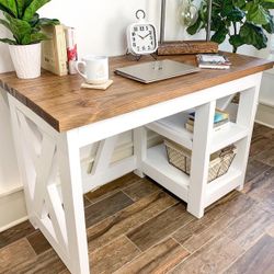 Custom farmhouse Office Desk Study Filling Cabinet Solid Wood Modern Rustic Office File Writing Restoration Hardware Insp Carpenter Bookcase