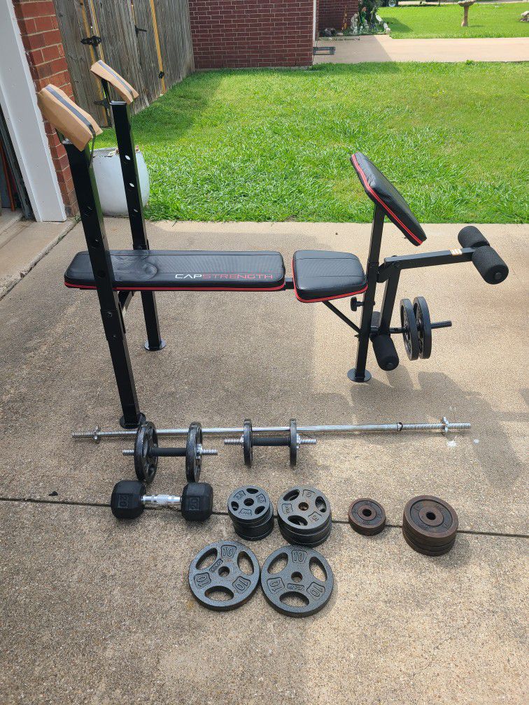 Cap Strength Multi Purpose Weight Bench With All Weights And Bars