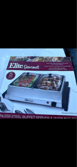 Elite Gourmet Stainless Steel Buffet Server Warming Tray
