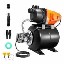 10# 1 HP Shallow Well Pump with Pressure Tank, 1000 GPH/3700 L/H, Automatic Irrigation Water Booster Pump with 164 ft Lift 20/40 PSI Pressure Switch, 
