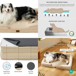 Orthopedic Dog Bed for Extra Large Dogs - XL Washable Dog Sofa Beds Large, Supportive Foam Pet Couch Bed with Removable Washable Cover, Waterproof Lin