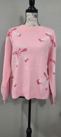 Libsorge pink oversized bow sweater Small