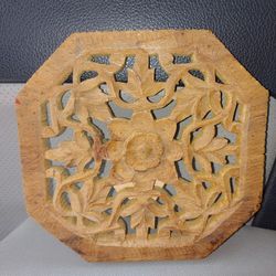 Wood Art Carving 3D Floral Wall Decor 