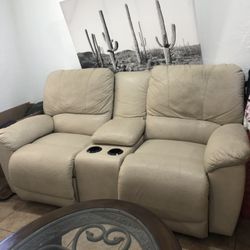 Leather Recliner Sofa ( Works Perfectly)
