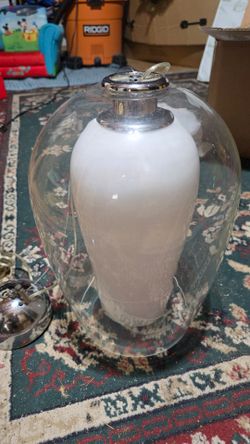 Vintage MCM Mid Century Dual Glass Pendant Light