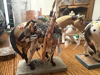Westland - The Trail Of Painted Ponies - 2004 No. 1549 Medicine Horse & 2003 No. 1452 War Pony - Retired Figurines