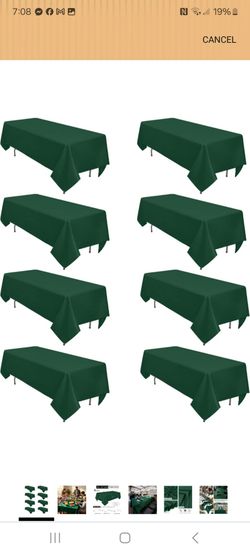 8 pack of green tablecloths for 6 foot table new pick up in pomona $40