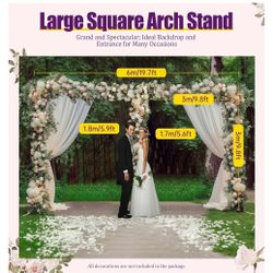10 x 20FT Square Wedding Arch, Portable Pipe and Drape Backdrop Stand Kit - Heavy Duty Studio Photography Background Support for Wedding Party